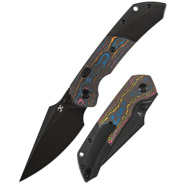 KANSEPT | Fenrir Top Liner Lock | 80S Camo Carbon Fiber & Titanium | 3.4" Blackwash CPM 20CV | Sparrow Knife Design | K1034H1