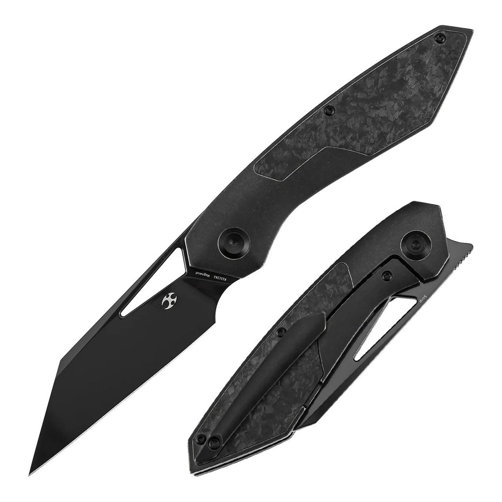KANSEPT STRIP | Thumb Hole | Shred Carbon Fiber & Blackwash Titanium | 3.4" Mirror DLC Magnacut Blade | RON STEELE DESIGN | K1113A1