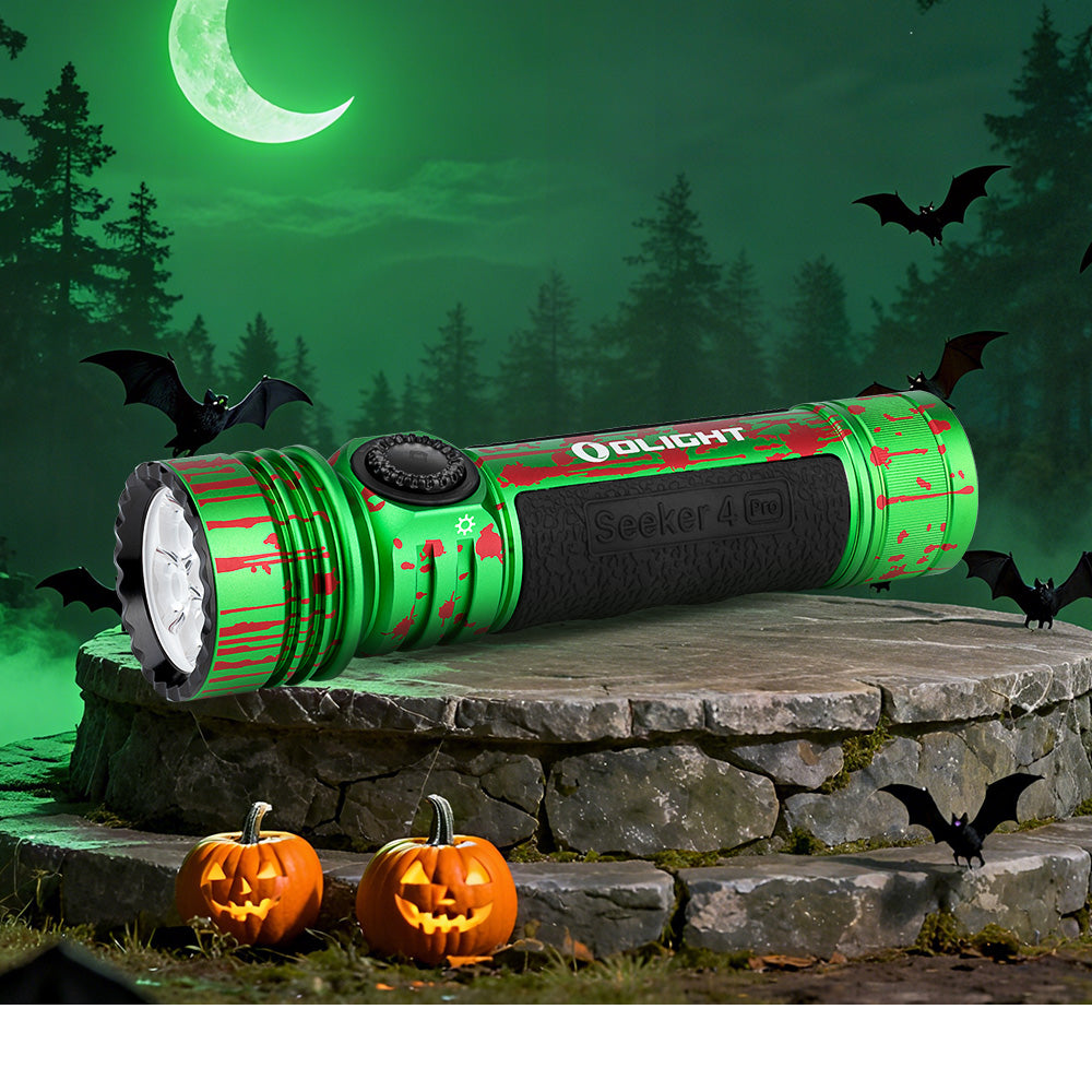 Olight Seeker 4 Pro Flashlight, 4600 Lumens, Zombie Splatter Green