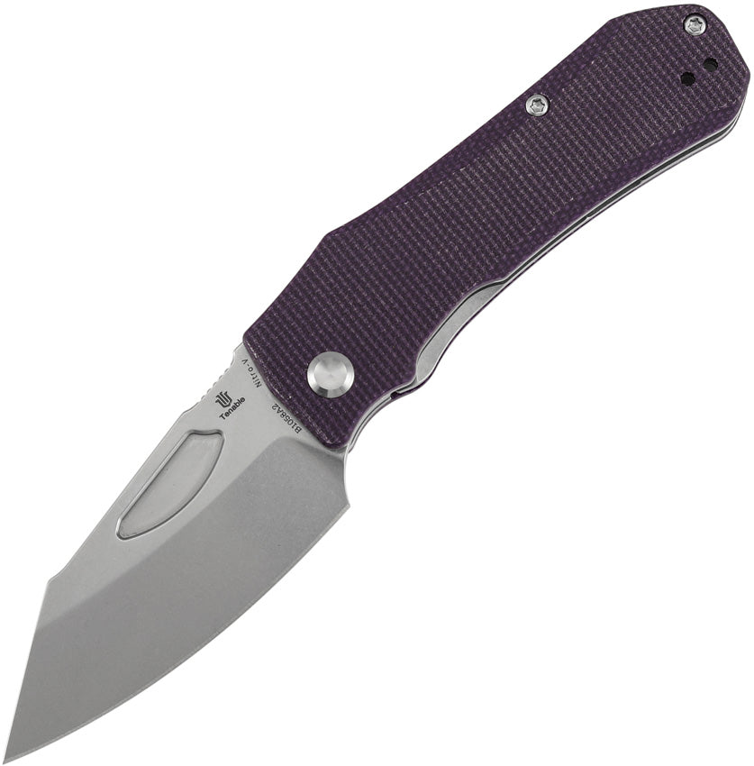 Tenable Loki Liner Lock Knife | 3.0" Stonewashed Nitro-V Blade | Purple Micarta Handle | Steven Dunnuck Design - B1058A2