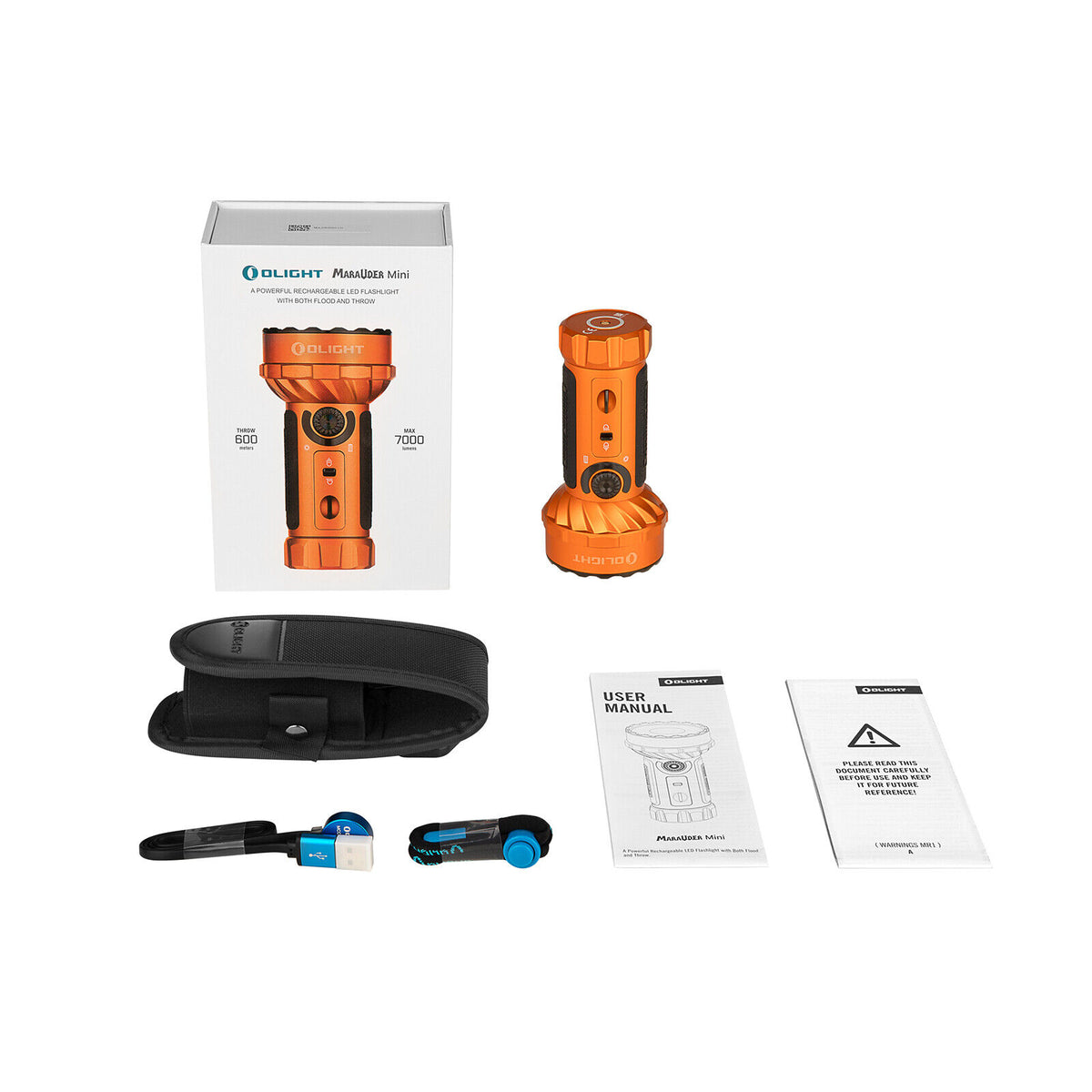 Olight Marauder Mini Powerful LED Flashlight With RGB, 7000 Lumens, Orange