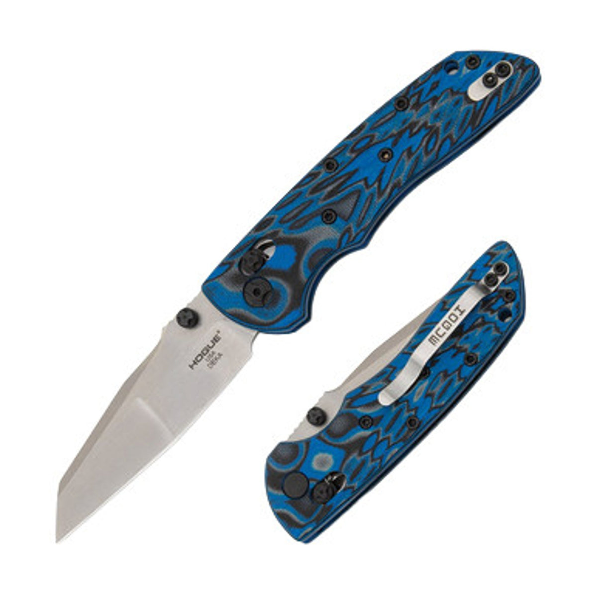 Hogue Deka Folding Knife, Clip Point Blade, Blue Lava G10