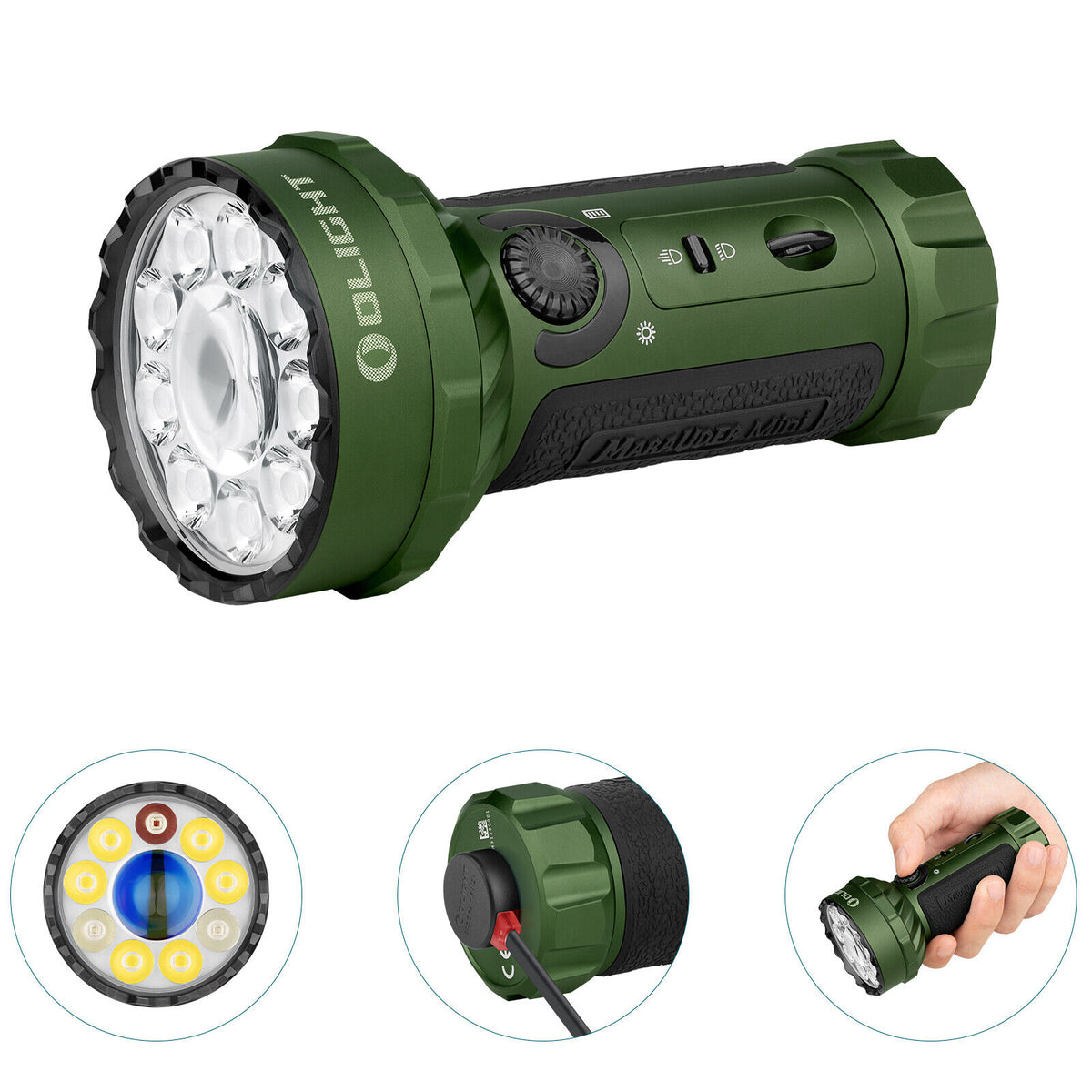 Olight Marauder Mini Flashlight, 7,000 Lumens, RGB, Olive Drab
