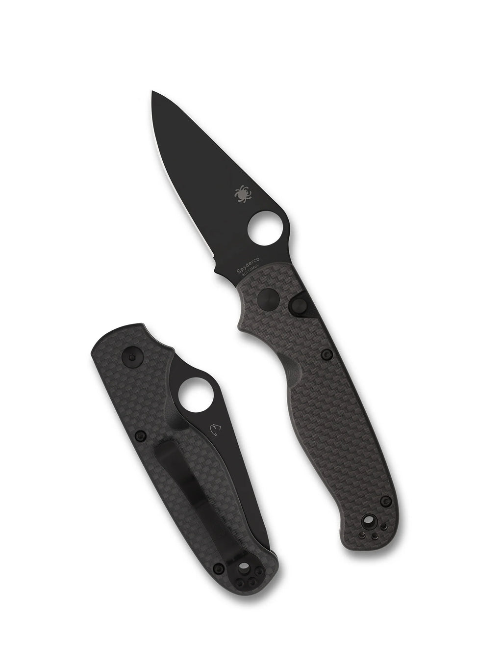 SPYDERCO BUTTONUP™ CARBON FIBER, PLAIN EDGE, BLACK OXIDE, (C275CFPBK)