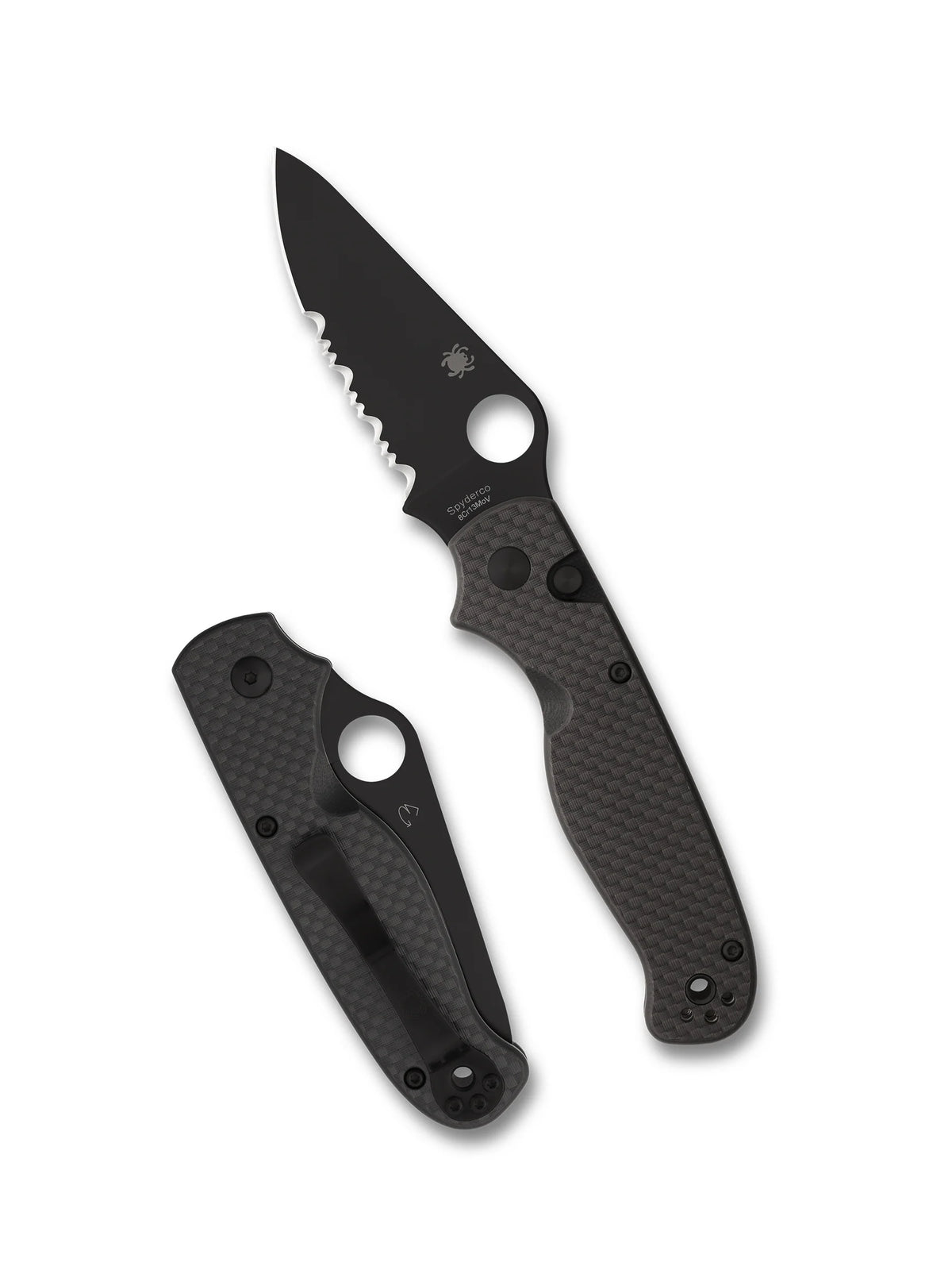 SPYDERCO BUTTONUP™ CARBON FIBER, COMBINATION EDGE, BLACK OXIDE, (C275CFPSBK)