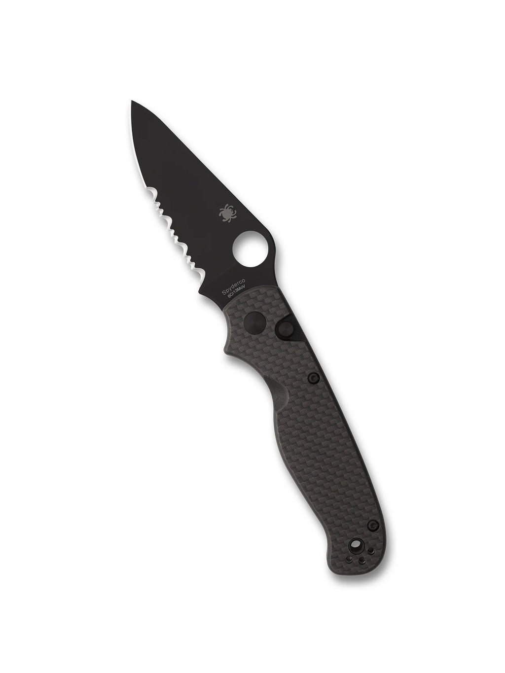 SPYDERCO BUTTONUP™ CARBON FIBER, COMBINATION EDGE, BLACK OXIDE, (C275CFPSBK)