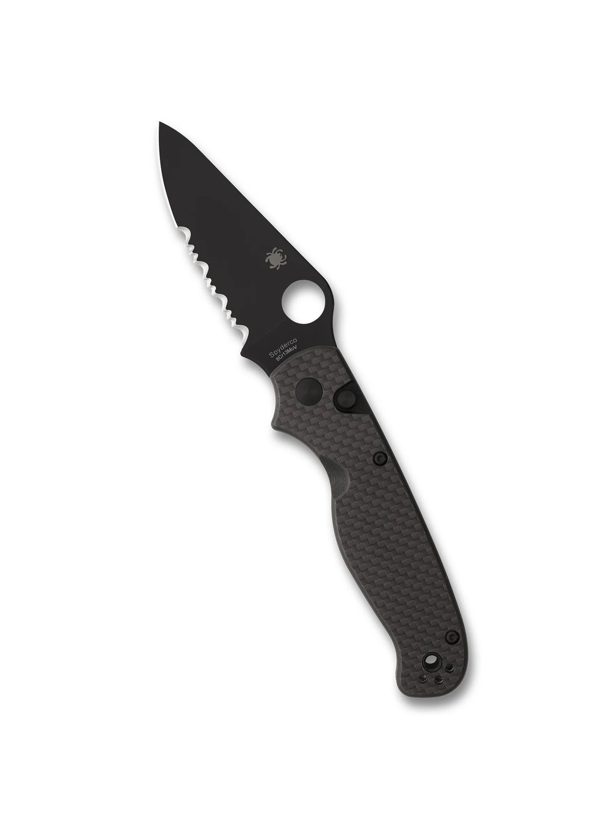 SPYDERCO BUTTONUP™ CARBON FIBER, COMBINATION EDGE, BLACK OXIDE, (C275CFPSBK)