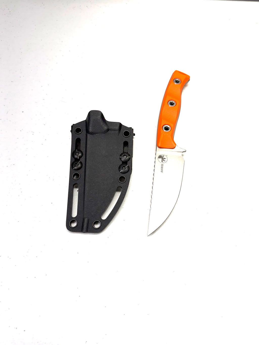 Microtech Akris Stonewash Standard G-10 Ember with Black Kydex Sheath (95-10EM-5)