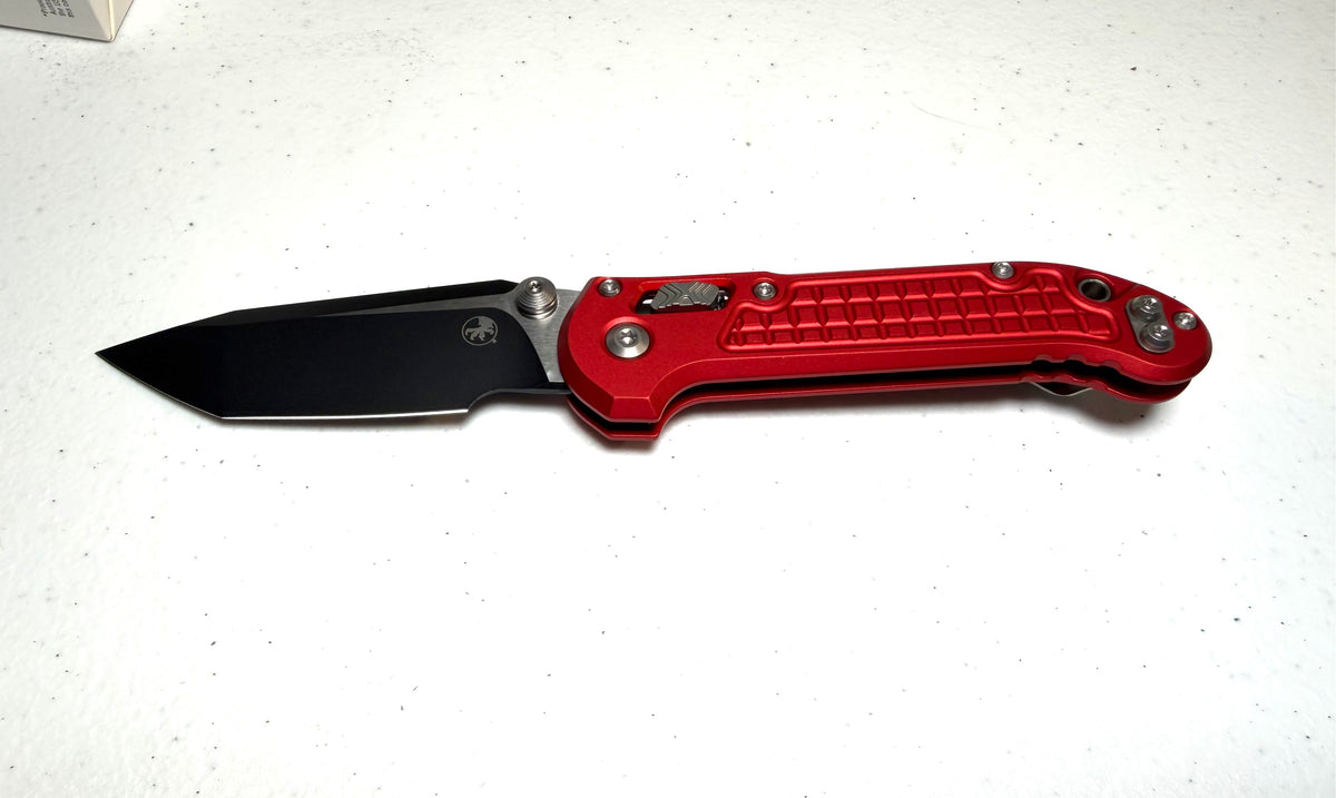 Microtech L.U.D.T.® RAM-LOK® T/E RED FRAG PATTERN Black Standard (1136RL-1FRRD)
