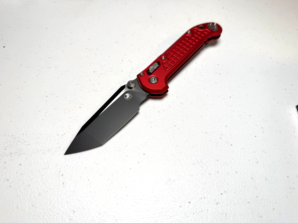 Microtech L.U.D.T.® RAM-LOK® T/E RED FRAG PATTERN Black Standard (1136RL-1FRRD)