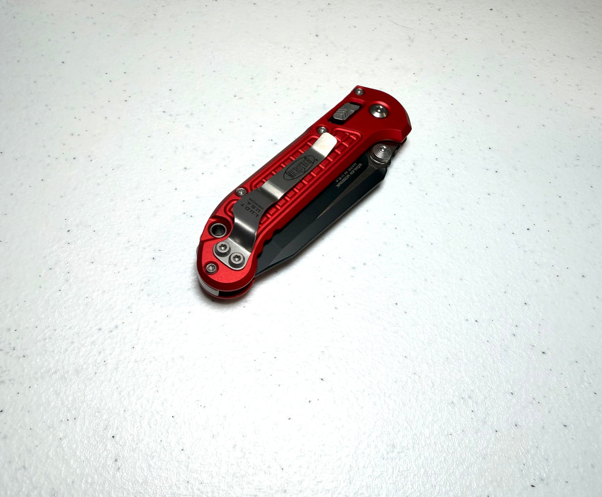 Microtech L.U.D.T.® RAM-LOK® T/E RED FRAG PATTERN Black Standard (1136RL-1FRRD)