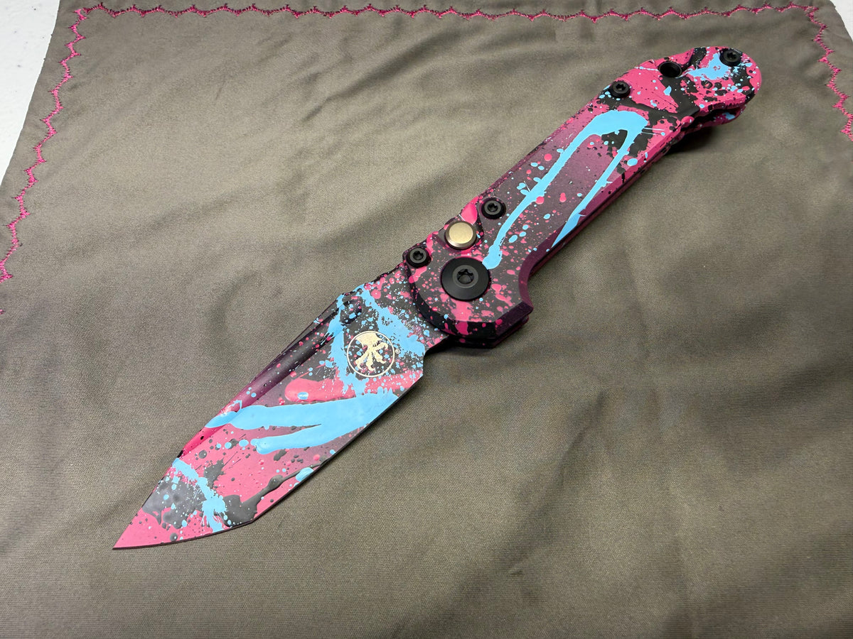 MicrotechL.U.D.T. Gen III T/E Signature Series Smooth Chassis Pink Black/ Light Blue Splatter Standard 1136S-1BKPK-LBSPLS)