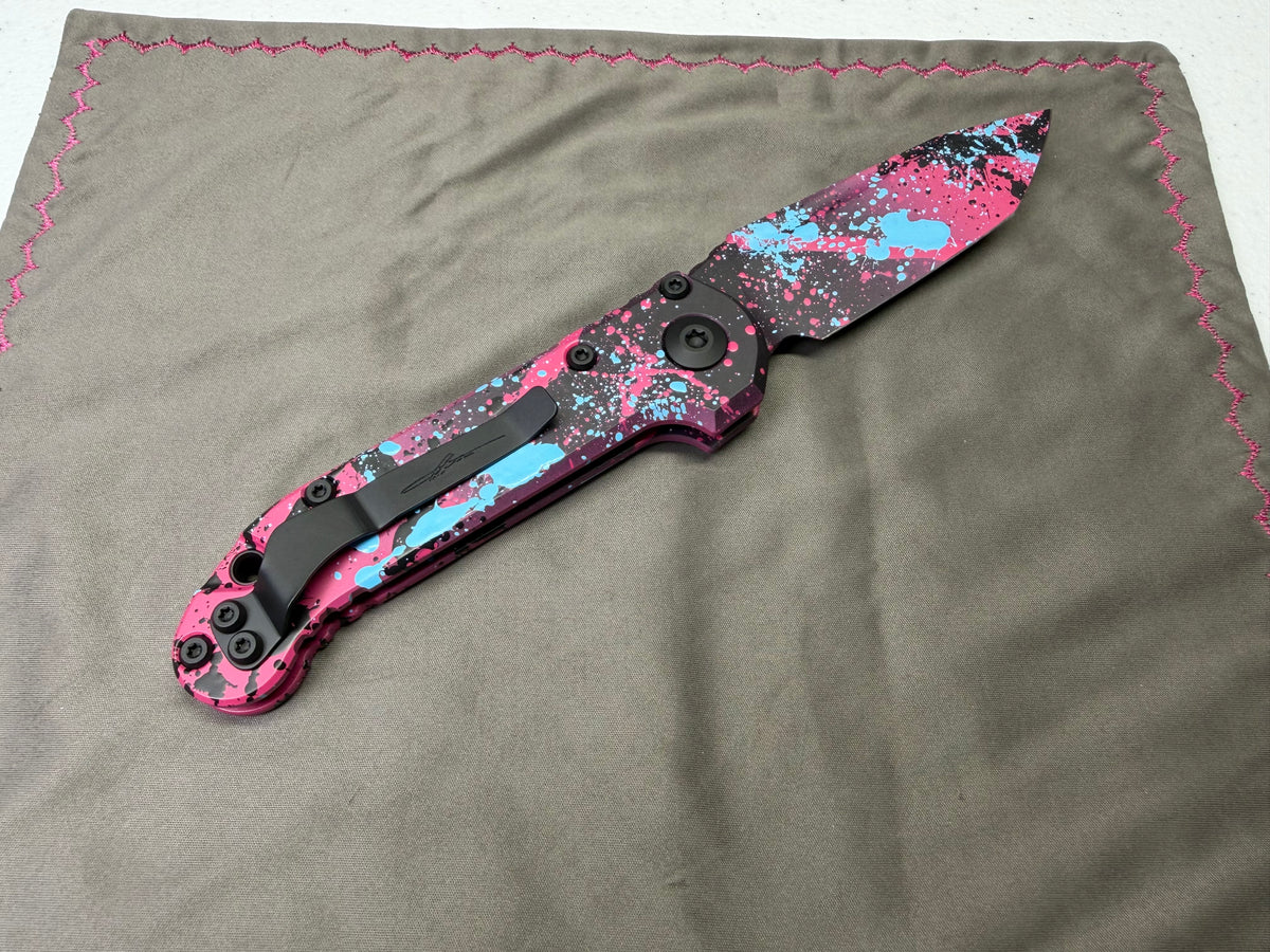 MicrotechL.U.D.T. Gen III T/E Signature Series Smooth Chassis Pink Black/ Light Blue Splatter Standard 1136S-1BKPK-LBSPLS)