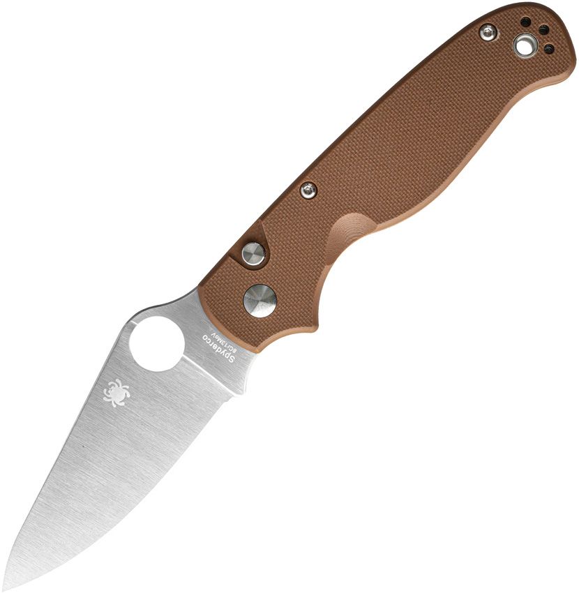 SPYDERCO BUTTONUP™ BROWN G-10, PLAIN EDGE, SATIN (SC275GPBN)