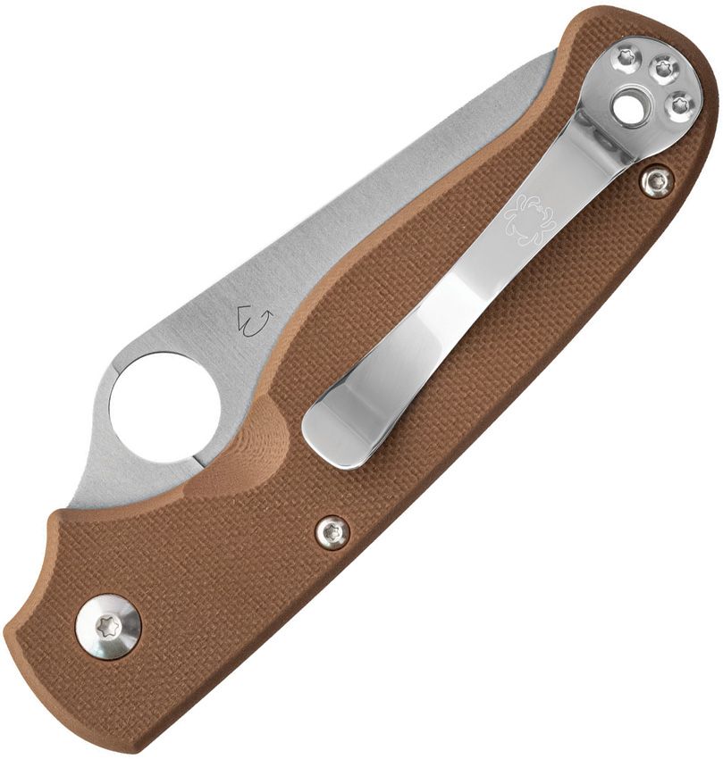 SPYDERCO BUTTONUP™ BROWN G-10, PLAIN EDGE, SATIN (SC275GPBN)