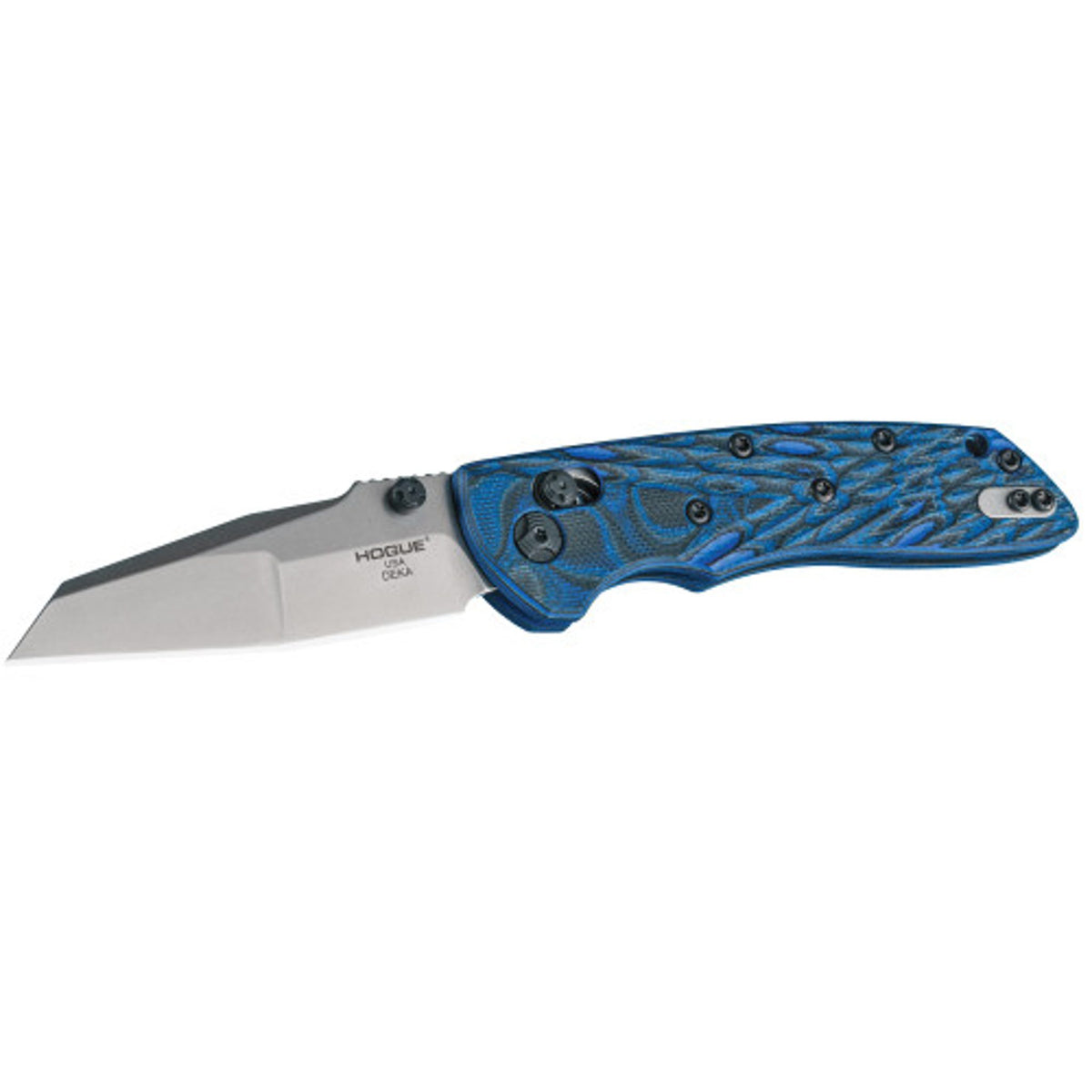 Hogue Deka Folding Knife, Wharncliffe Blade, Blue Lava